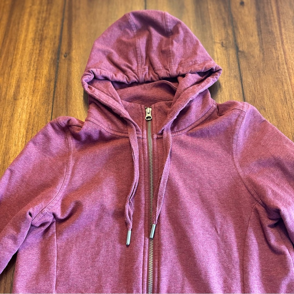 Pact Women Burgundy Heathered Full Zip Hoodie Organic Cotton Elastane Size XS - Picture 3 of 5